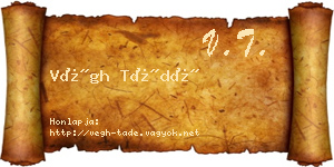 Végh Tádé névjegykártya